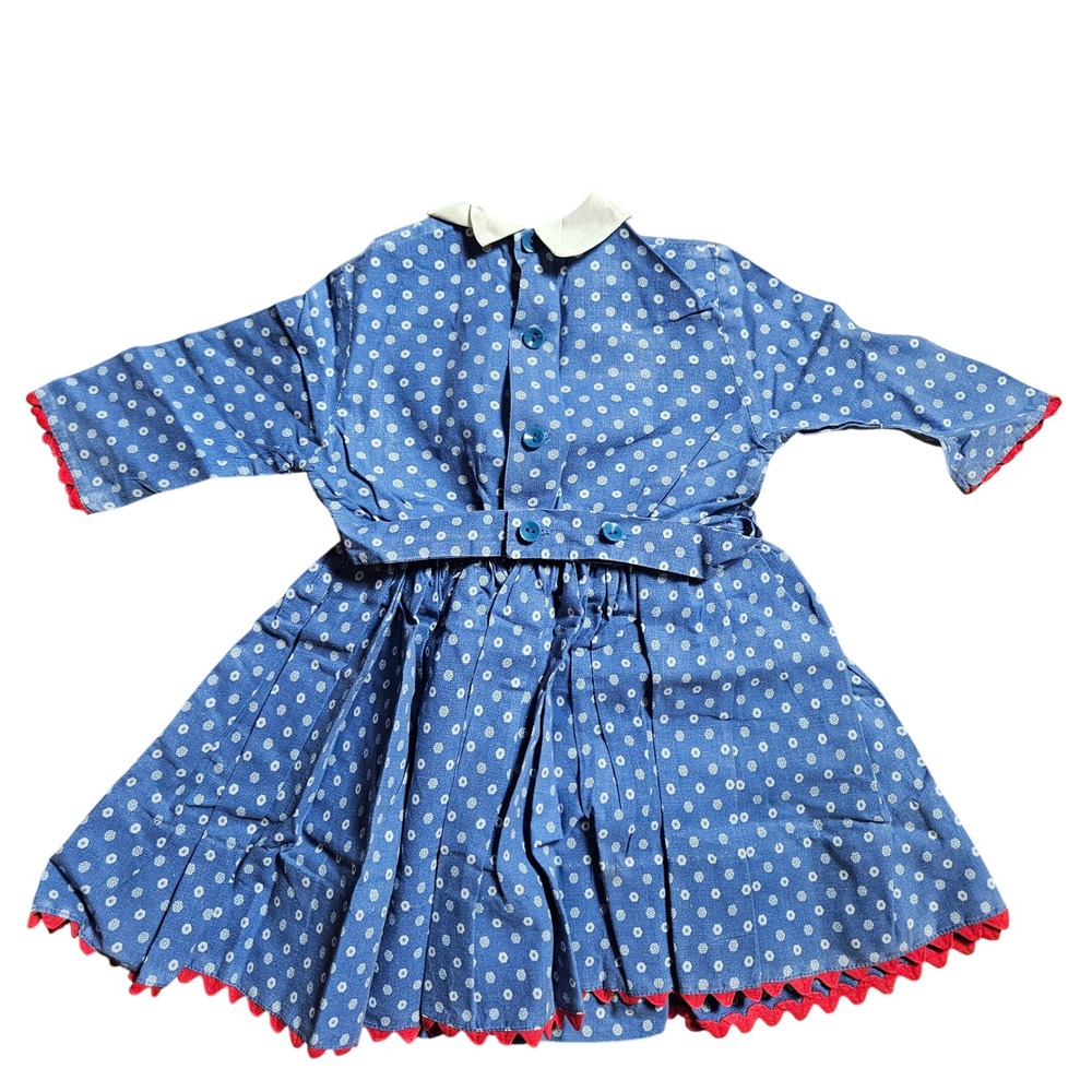 Vintage 50s 60s Wee Fog Polka Dot Dress Girls 3 Peter Pan Collar Bow‎ Retro
